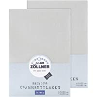 Julius Zöllner 8380347510 - Sábana Bajera Ajustable para Cuna (2 Unidades- 60 x 120 cm y 70 x 140 cm)- Color Gris Claro